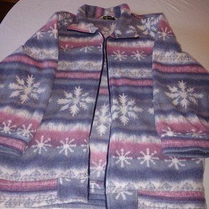 HABAND ROSE AND VIOLET WITH SNOWFLAKE PATTERN VINTAGE WOMAN'S JACKET